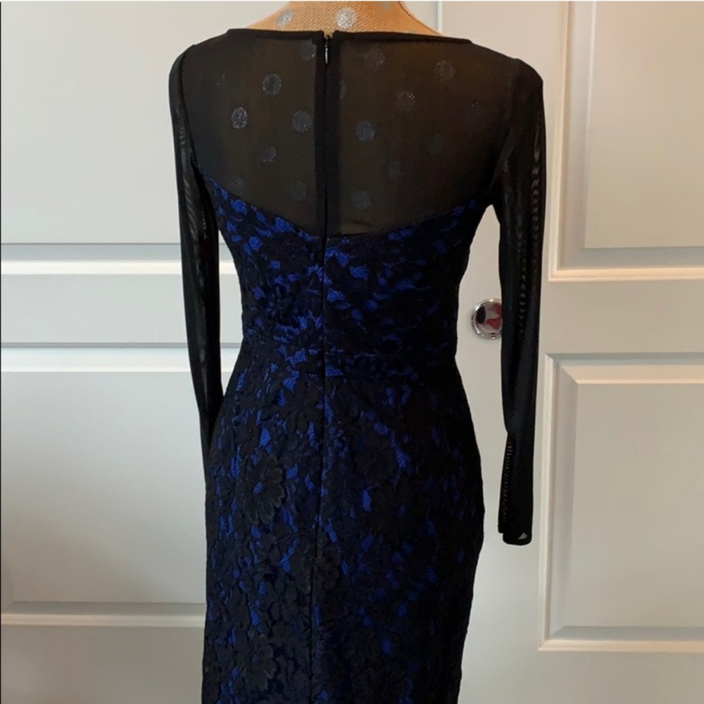Monique Lhuillier royal and black lace dress! - Picture 4 of 6